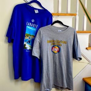 2 Men’s XL T-Shirts Royal Caribbean Labadee in Blue and Lays Bet You Can’t Eat